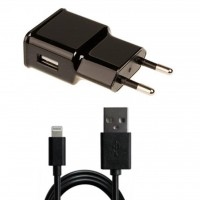 Зарядное устройство Grand-X 1*USB, 1A, Black, + cable USB -> Lightning, Cu, 2.1А, 1m
